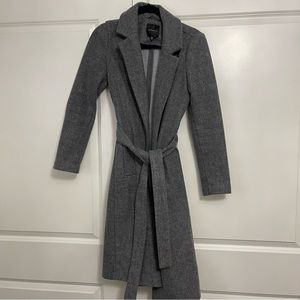 Dynamite Gray Trench Coat with Waist Tie